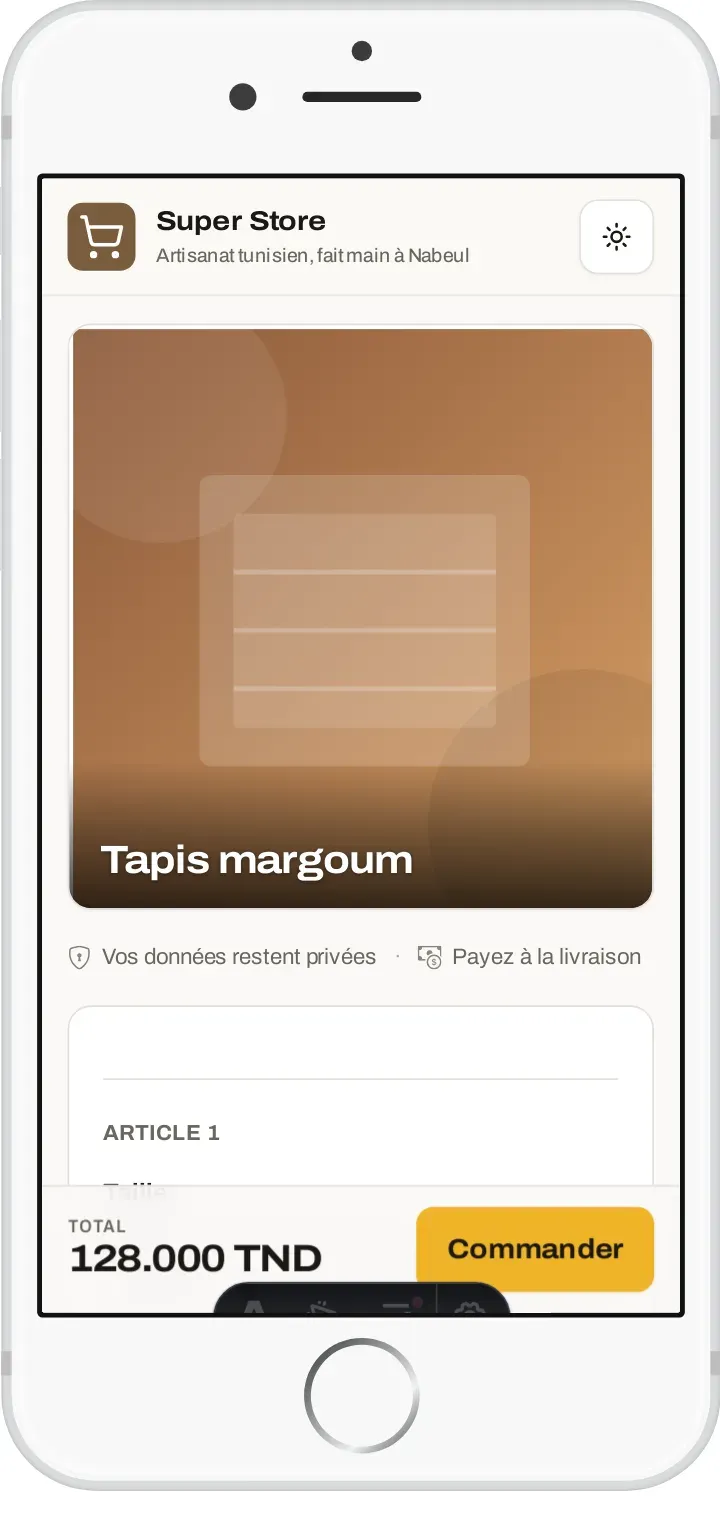 L’aperçu téléphone à côté de l’éditeur de produit