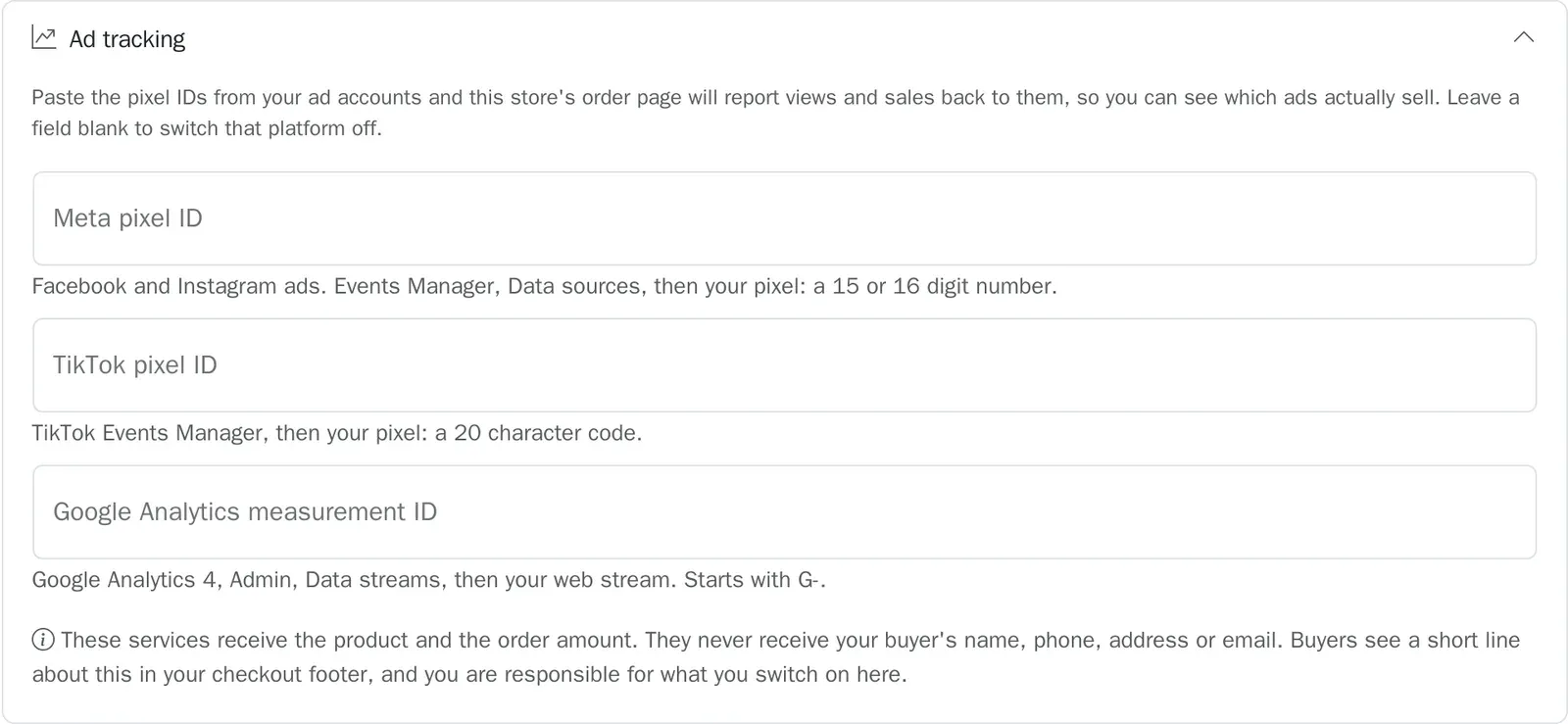 The pixel fields in the settings